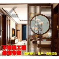 厂家不锈钢屏风隔断 新中式玄关隔断金属屏风定制 酒店金属隔断