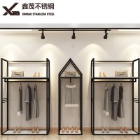 佛山不锈钢服装展示架厂家不锈钢拉丝黑色展示架可定制LOGO