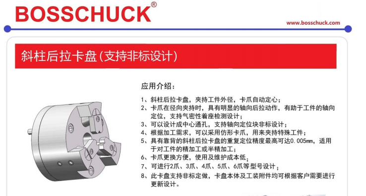 供应BOSSCHUCK斜柱后拉卡盘,夹紧后拉,精度高,稳定性好_图片